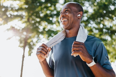 Man smiling after a run.