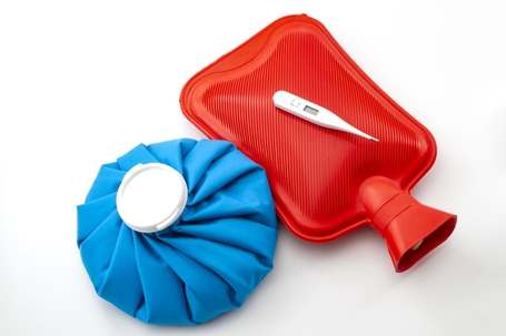 Hot and cold therapy items commonly used for injury relief.