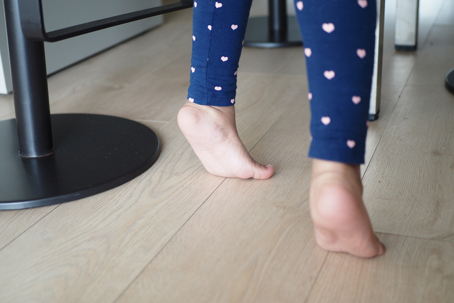 Child toe walking at home showing tiptoe gait pattern in pediatric development